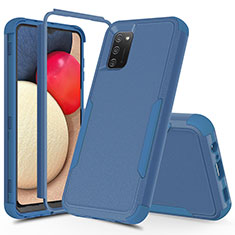 Custodia Silicone e Plastica Opaca Cover Fronte e Retro 360 Gradi MQ1 per Samsung Galaxy A03s Blu