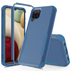 Custodia Silicone e Plastica Opaca Cover Fronte e Retro 360 Gradi MQ1 per Samsung Galaxy A12 5G Blu