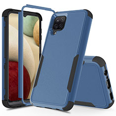 Custodia Silicone e Plastica Opaca Cover Fronte e Retro 360 Gradi MQ1 per Samsung Galaxy A12 5G Blu e Nero