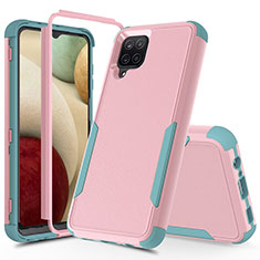 Custodia Silicone e Plastica Opaca Cover Fronte e Retro 360 Gradi MQ1 per Samsung Galaxy A12 5G Rosa