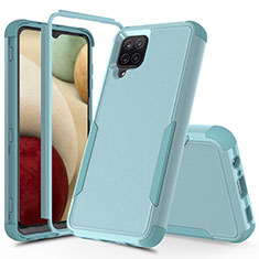 Custodia Silicone e Plastica Opaca Cover Fronte e Retro 360 Gradi MQ1 per Samsung Galaxy A12 Azzurro