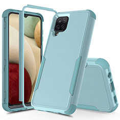 Custodia Silicone e Plastica Opaca Cover Fronte e Retro 360 Gradi MQ1 per Samsung Galaxy M12 Azzurro