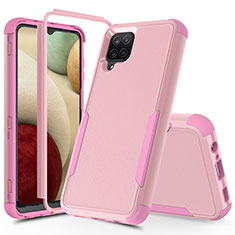 Custodia Silicone e Plastica Opaca Cover Fronte e Retro 360 Gradi MQ1 per Samsung Galaxy M12 Oro Rosa