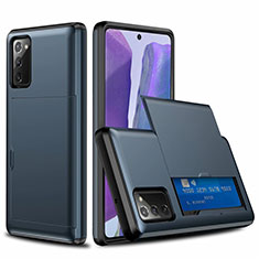 Custodia Silicone e Plastica Opaca Cover Fronte e Retro 360 Gradi N01 per Samsung Galaxy Note 20 5G Blu