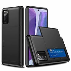 Custodia Silicone e Plastica Opaca Cover Fronte e Retro 360 Gradi N01 per Samsung Galaxy Note 20 5G Nero