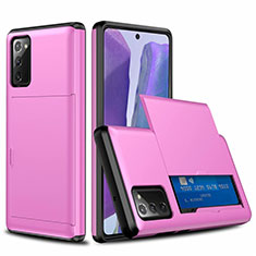 Custodia Silicone e Plastica Opaca Cover Fronte e Retro 360 Gradi N01 per Samsung Galaxy Note 20 5G Rosa