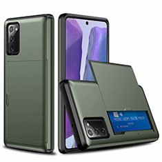 Custodia Silicone e Plastica Opaca Cover Fronte e Retro 360 Gradi N01 per Samsung Galaxy Note 20 5G Verde Notte