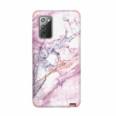 Custodia Silicone e Plastica Opaca Cover Fronte e Retro 360 Gradi N02 per Samsung Galaxy Note 20 5G Rosa