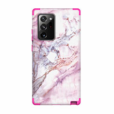 Custodia Silicone e Plastica Opaca Cover Fronte e Retro 360 Gradi N02 per Samsung Galaxy Note 20 Ultra 5G Rosa Caldo
