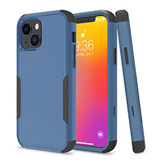 Custodia Silicone e Plastica Opaca Cover Fronte e Retro 360 Gradi per Apple iPhone 13 Blu e Nero