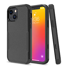 Custodia Silicone e Plastica Opaca Cover Fronte e Retro 360 Gradi per Apple iPhone 13 Nero