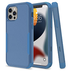 Custodia Silicone e Plastica Opaca Cover Fronte e Retro 360 Gradi per Apple iPhone 13 Pro Blu