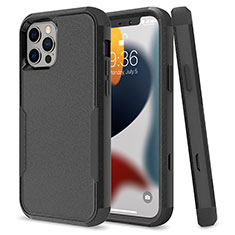 Custodia Silicone e Plastica Opaca Cover Fronte e Retro 360 Gradi per Apple iPhone 13 Pro Nero