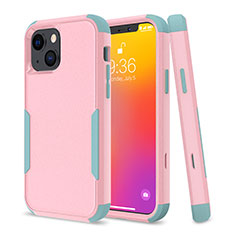 Custodia Silicone e Plastica Opaca Cover Fronte e Retro 360 Gradi per Apple iPhone 13 Rosa