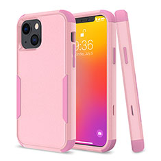 Custodia Silicone e Plastica Opaca Cover Fronte e Retro 360 Gradi per Apple iPhone 13 Rosa Caldo