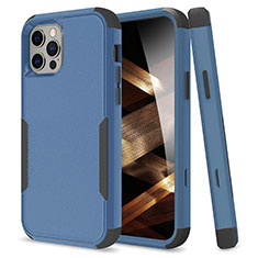 Custodia Silicone e Plastica Opaca Cover Fronte e Retro 360 Gradi per Apple iPhone 14 Pro Blu e Nero