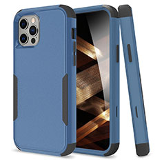 Custodia Silicone e Plastica Opaca Cover Fronte e Retro 360 Gradi per Apple iPhone 14 Pro Max Blu e Nero