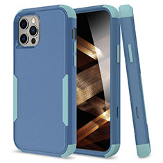 Custodia Silicone e Plastica Opaca Cover Fronte e Retro 360 Gradi per Apple iPhone 14 Pro Max Cielo Blu
