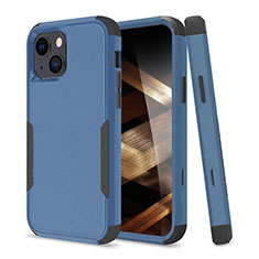 Custodia Silicone e Plastica Opaca Cover Fronte e Retro 360 Gradi per Apple iPhone 15 Blu e Nero