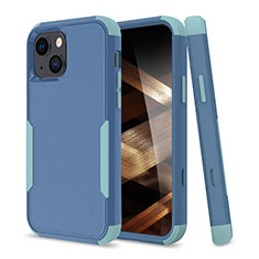 Custodia Silicone e Plastica Opaca Cover Fronte e Retro 360 Gradi per Apple iPhone 15 Cielo Blu