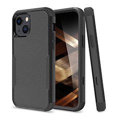 Custodia Silicone e Plastica Opaca Cover Fronte e Retro 360 Gradi per Apple iPhone 15 Nero