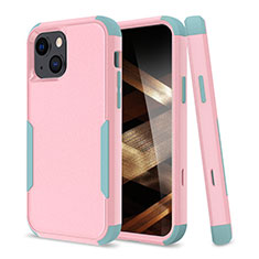 Custodia Silicone e Plastica Opaca Cover Fronte e Retro 360 Gradi per Apple iPhone 15 Plus Rosa