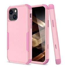Custodia Silicone e Plastica Opaca Cover Fronte e Retro 360 Gradi per Apple iPhone 15 Plus Rosa Caldo