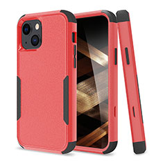 Custodia Silicone e Plastica Opaca Cover Fronte e Retro 360 Gradi per Apple iPhone 15 Plus Rosso