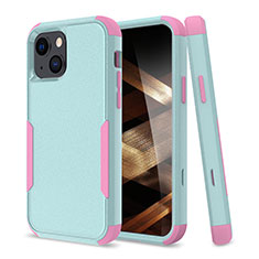 Custodia Silicone e Plastica Opaca Cover Fronte e Retro 360 Gradi per Apple iPhone 15 Plus Verde Pastello