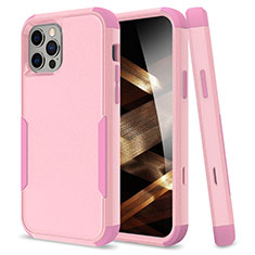 Custodia Silicone e Plastica Opaca Cover Fronte e Retro 360 Gradi per Apple iPhone 15 Pro Rosa Caldo
