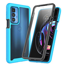 Custodia Silicone e Plastica Opaca Cover Fronte e Retro 360 Gradi per Motorola Moto Edge S Pro 5G Cielo Blu