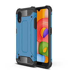 Custodia Silicone e Plastica Opaca Cover Fronte e Retro 360 Gradi per Samsung Galaxy A01 SM-A015 Blu