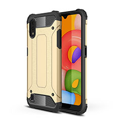 Custodia Silicone e Plastica Opaca Cover Fronte e Retro 360 Gradi per Samsung Galaxy A01 SM-A015 Oro