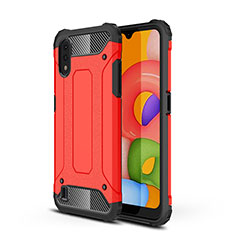 Custodia Silicone e Plastica Opaca Cover Fronte e Retro 360 Gradi per Samsung Galaxy A01 SM-A015 Rosso
