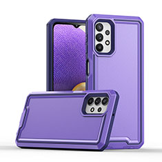 Custodia Silicone e Plastica Opaca Cover Fronte e Retro 360 Gradi Q01W per Samsung Galaxy M32 5G Viola