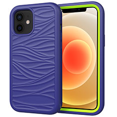 Custodia Silicone e Plastica Opaca Cover Fronte e Retro 360 Gradi R01 per Apple iPhone 12 Blu Notte