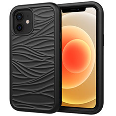 Custodia Silicone e Plastica Opaca Cover Fronte e Retro 360 Gradi R01 per Apple iPhone 12 Mini Nero