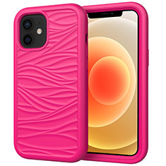 Custodia Silicone e Plastica Opaca Cover Fronte e Retro 360 Gradi R01 per Apple iPhone 12 Mini Rosa Caldo