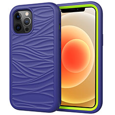 Custodia Silicone e Plastica Opaca Cover Fronte e Retro 360 Gradi R01 per Apple iPhone 12 Pro Max Blu Notte