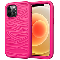 Custodia Silicone e Plastica Opaca Cover Fronte e Retro 360 Gradi R01 per Apple iPhone 12 Pro Max Rosa Caldo