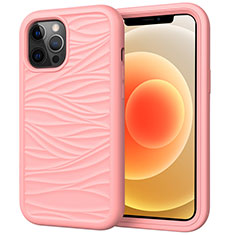 Custodia Silicone e Plastica Opaca Cover Fronte e Retro 360 Gradi R01 per Apple iPhone 12 Pro Rosa