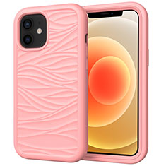 Custodia Silicone e Plastica Opaca Cover Fronte e Retro 360 Gradi R01 per Apple iPhone 12 Rosa