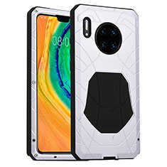 Custodia Silicone e Plastica Opaca Cover Fronte e Retro 360 Gradi R01 per Huawei Mate 30 Pro Argento