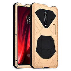 Custodia Silicone e Plastica Opaca Cover Fronte e Retro 360 Gradi R01 per Xiaomi Redmi K20 Oro