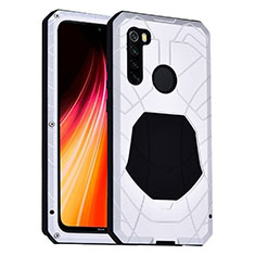 Custodia Silicone e Plastica Opaca Cover Fronte e Retro 360 Gradi R01 per Xiaomi Redmi Note 8T Argento