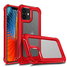 Custodia Silicone e Plastica Opaca Cover Fronte e Retro 360 Gradi R02 per Apple iPhone 12 Mini Rosso