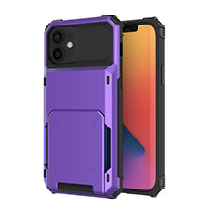 Custodia Silicone e Plastica Opaca Cover Fronte e Retro 360 Gradi R03 per Apple iPhone 12 Mini Viola