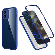 Custodia Silicone e Plastica Opaca Cover Fronte e Retro 360 Gradi R05 per Apple iPhone 12 Blu