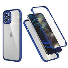 Custodia Silicone e Plastica Opaca Cover Fronte e Retro 360 Gradi R05 per Apple iPhone 12 Pro Max Blu