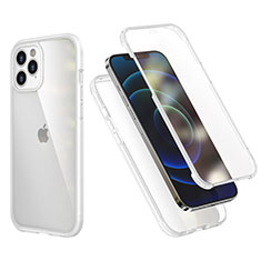 Custodia Silicone e Plastica Opaca Cover Fronte e Retro 360 Gradi R05 per Apple iPhone 12 Pro Max Chiaro